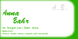 anna bahr business card